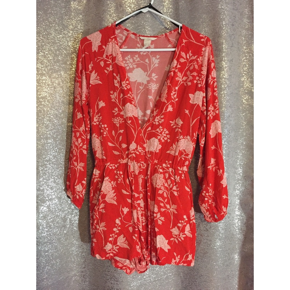 H&M red floral romper